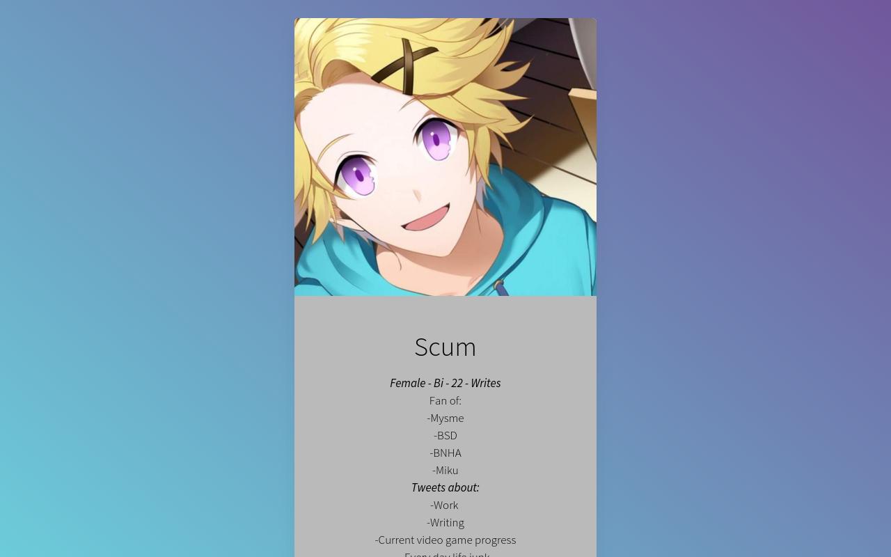 Carrd profile picture for @scummy